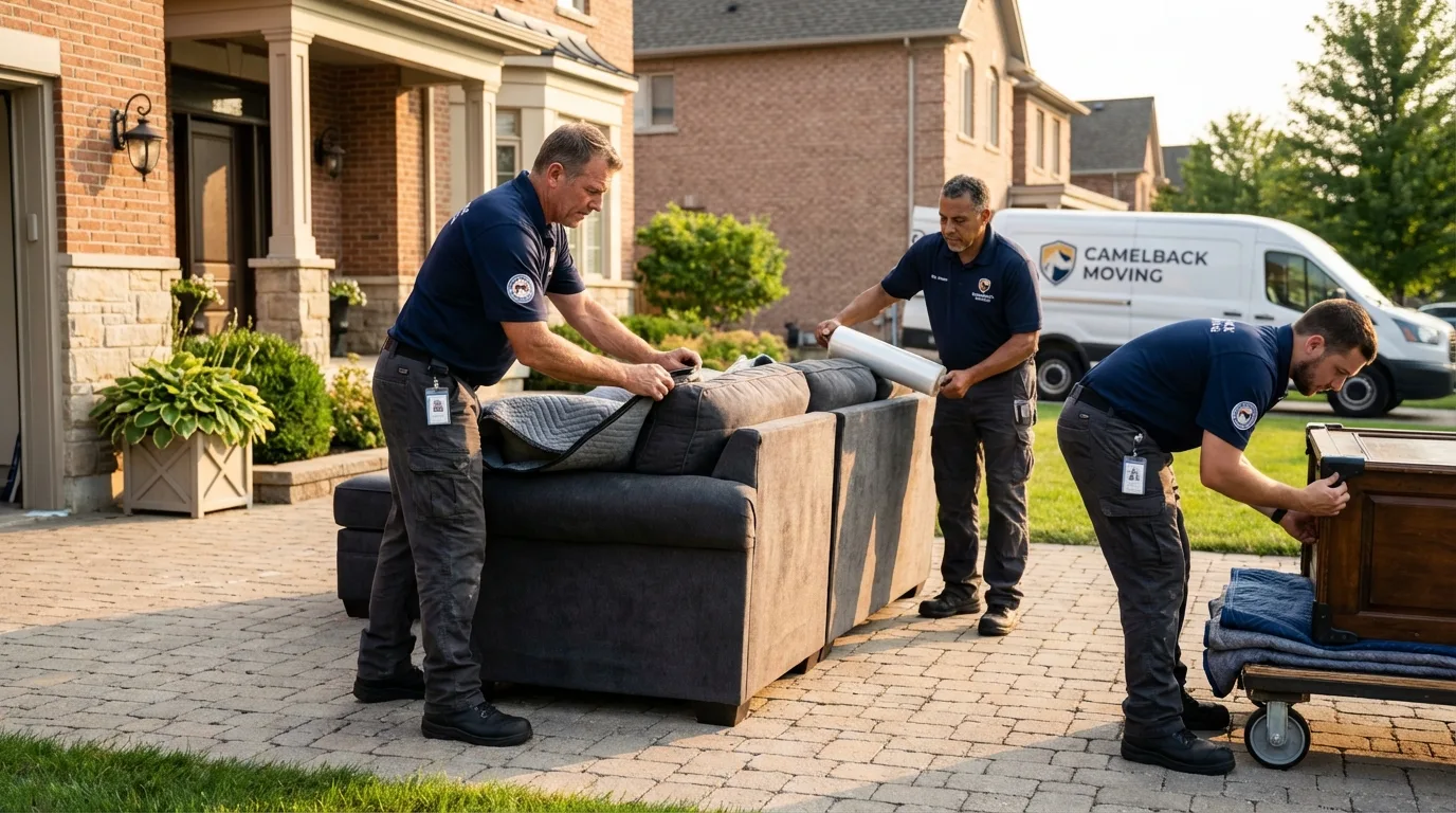 Large estate moving crew wrapping furniture in Mustang, OK